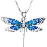 Zorlioy Lab Grown Diamond Dragonfly Necklace for Women in 925 Sterling Silver