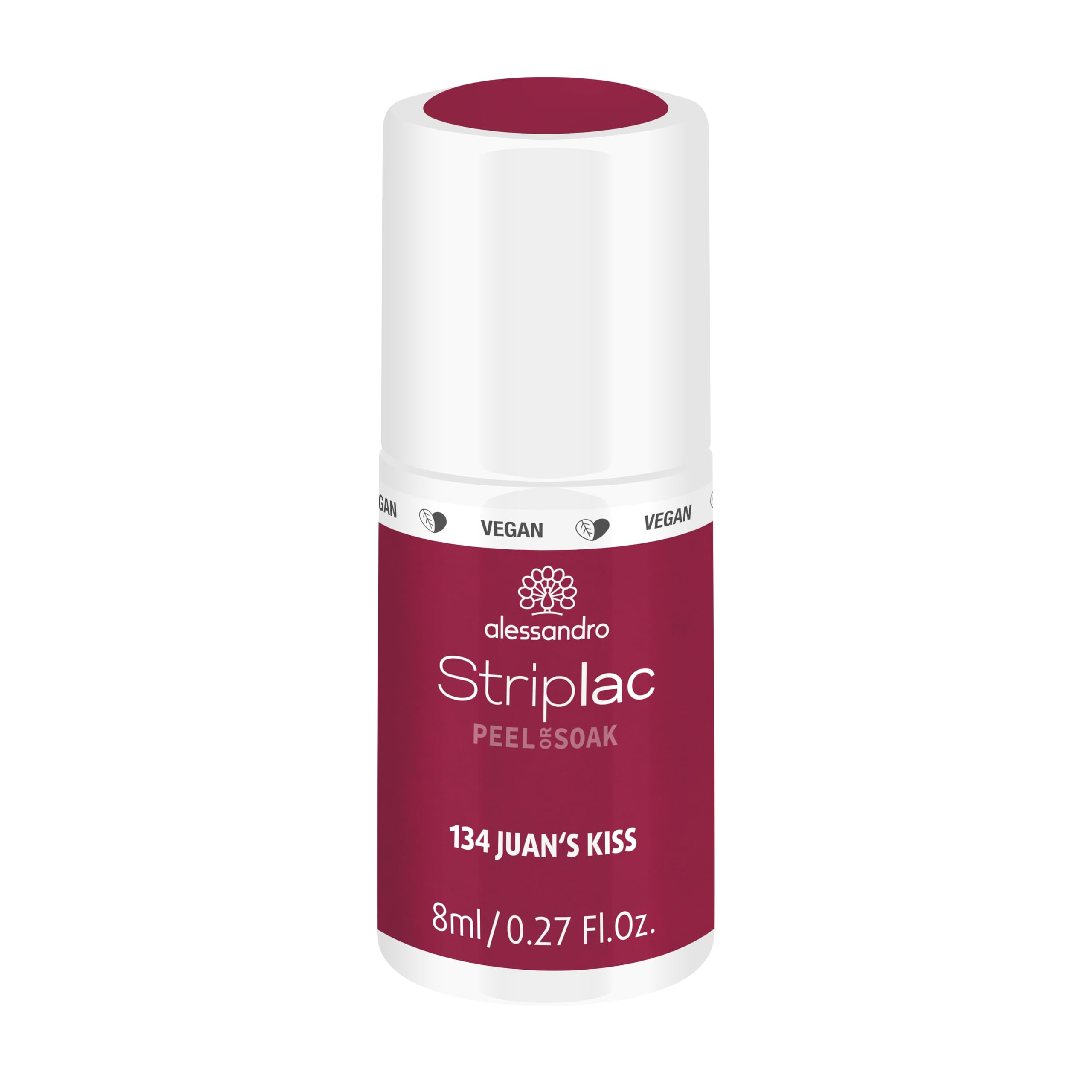 alessandro Striplac Peel or Soak Vegan Juan's Kiss - Dark Purple LED Nail Polish - For Perfect Nails in 15 Minutes 8ml