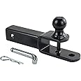 TOPTOW 3 in 1 ATV/UTV Towing Hitch Receiver 64208 Ball Mount Adapter with 1 7/8 inch Ball, Fit for 2 inch Receiver