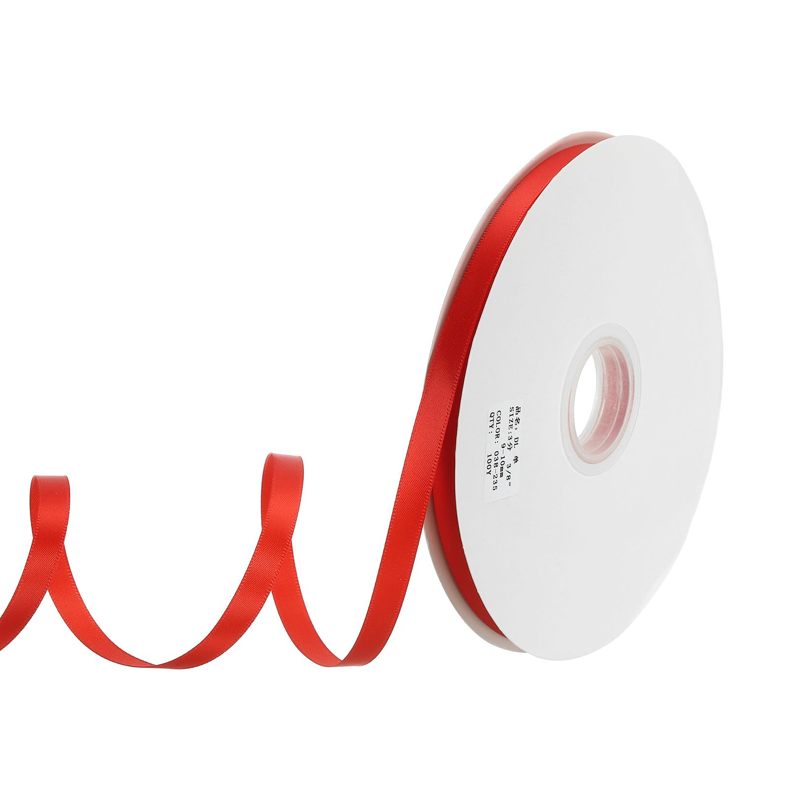 PATIKIL 3/8" x100Yard Polyester Satin Ribbon, Single Faced Grosgrain Ribbon Solid Fabric Ribbon for Crafts Wedding Party Gift Wrapping, Bright Red