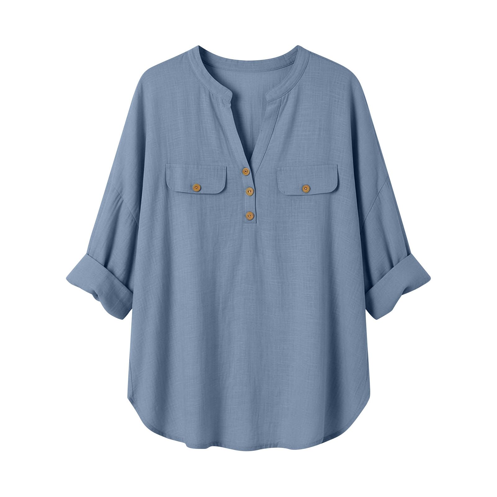 Summer Cotton Linen Tops for Women UK Long Sleeve Button Down Shirts Breathable Lightweight Linen Tops V Neck Pullover Casual Blouse Loose Fit Top for Work Office Wear UK 2026