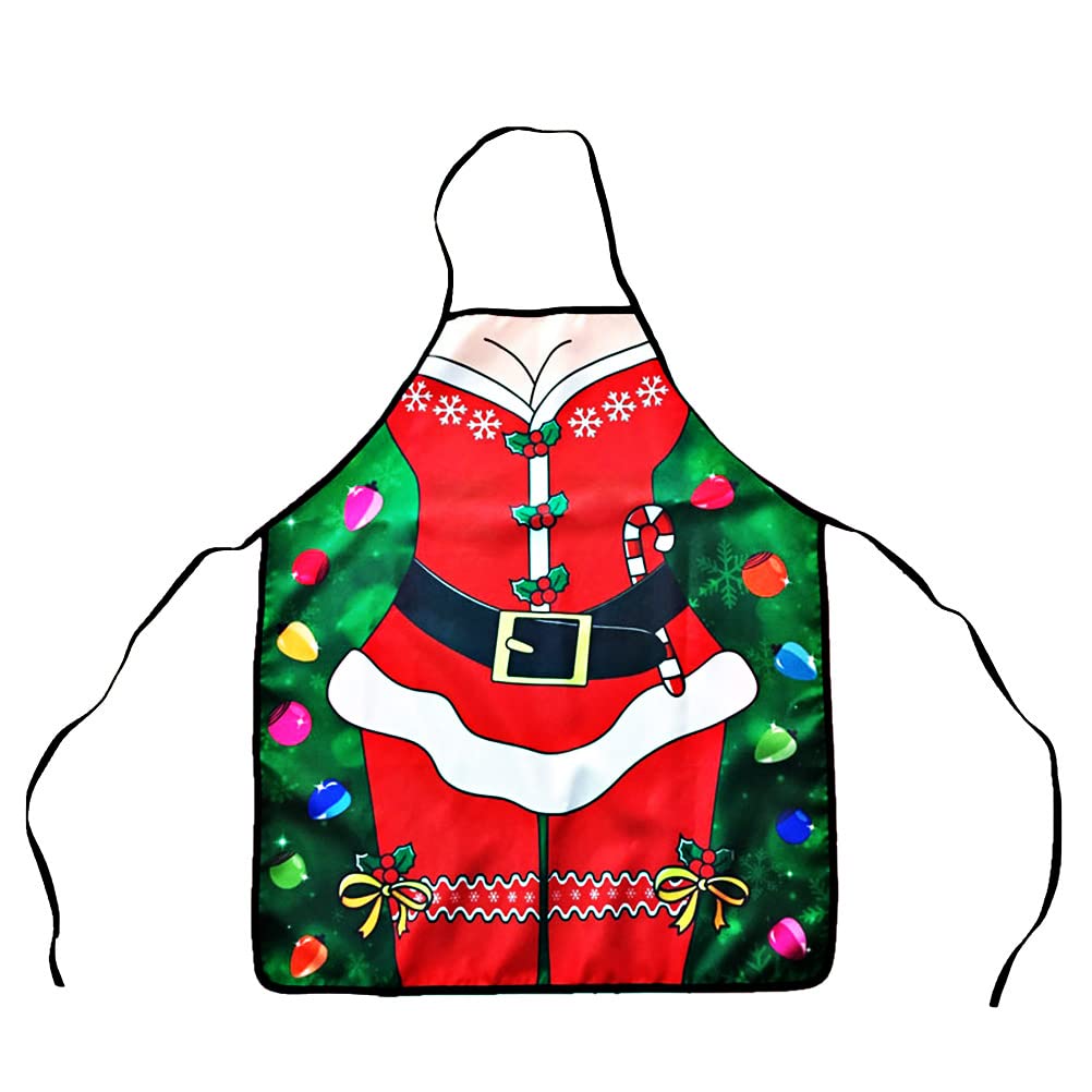 LIOOBO Christmas Apron Mrs Santa Claus Sleeveless Cooking Apron Serving Aprons Housework Apron for Home Restaurant Coffee