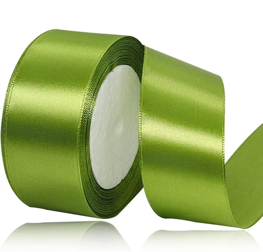 Olive Green Ribbon 40mm for Christmas Party Decorations，23 Meters Olive Green Satin Ribbon for Gift Wrapping, Crafting, Wedding Party, Christmas, Hair Bows, Floral Bouquets, Anniversaries，Baby Showers