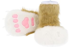 hbbhml Animal Fuzzy Slippers Bear Cat Wolf Dog Fox Fursuit Feet Paw Claw Shoes Furry Boots Costume Accessories for Adult Kids