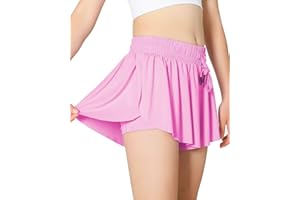 AIOIC Girls Butterfly Shorts Womens Flowy Shorts 2-in-1 Youth Butterfly Skirts with Spandex Liner