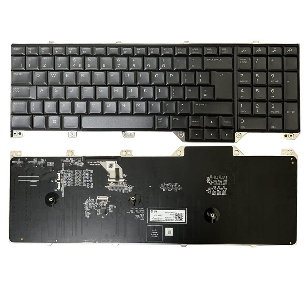 Gintai Keyboard UK Layout for Dell Alien-ware 17 R5, Area 51M R1 07MW0R 7MW0R PK132F11A15 V183025AK1 NSK-EYABC Per Key RGB Color Keyboard Backlit Laptop
