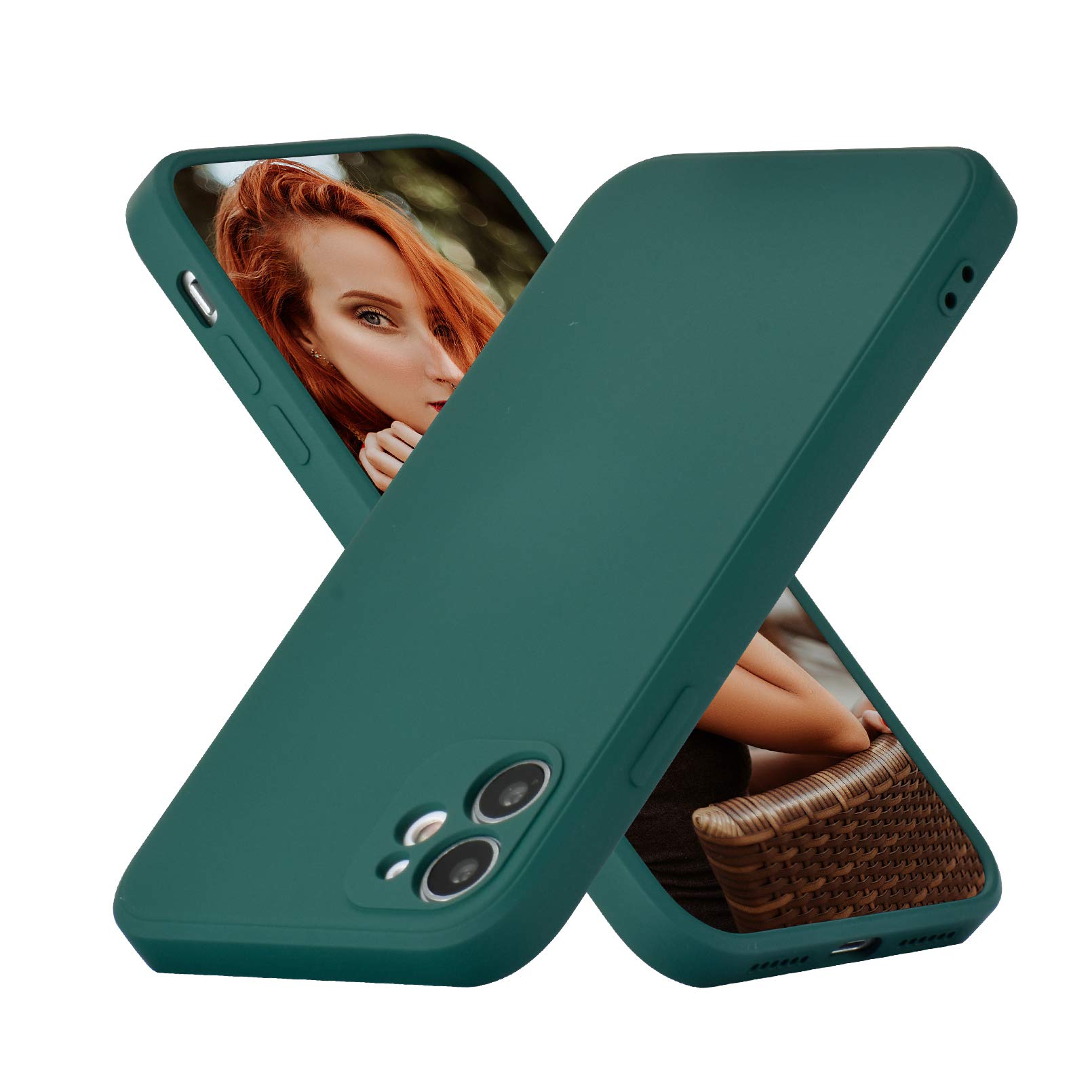 UEEBAI Case for iPhone 11 6.1 inch, Ultra Slim Straight Side Liquid Silicone Case Precise Cut-outs Gel Rubber TPU Bumper Case Smooth Lovely Shell Shockproof Protective Cover for iPhone 11 -Dark Green — image 1