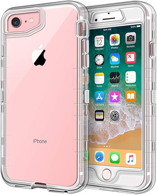 Amazon Com Anuck Case For Iphone Se 2020 Iphone 8 And Iphone 7 4 7 Inch 3 In 1 Heavy Duty Defender Shockproof Full Body Clear Protective Case Hard Plastic Shell Soft Tpu Bumper Cover Crystal Clear