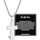 Alissl 18+2 Inch Stainless Steel Cross Necklace Black American Flag Pendant – Bible Verse Christian Religious Necklaces Jewelry - Birthday Baptism Valentine Military Gift for Teens Grandson Son