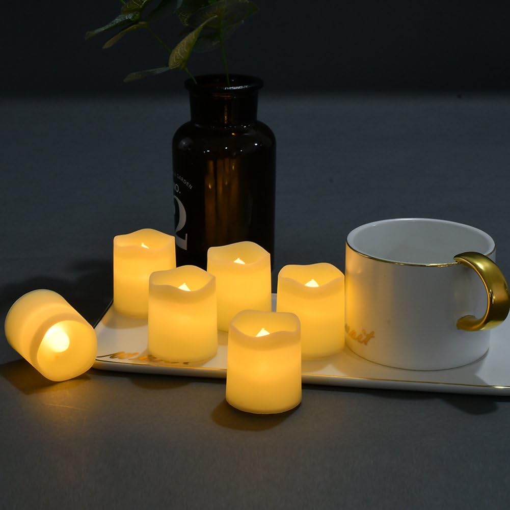 Flameless Votive Candles,Flameless Flickering Electric Fake Candle,Pack of 24,Battery Operated LED Tea Lights in Warm White for Wedding,Table,Festival Celebration,Halloween,Christmas Decorations: Home Improvement