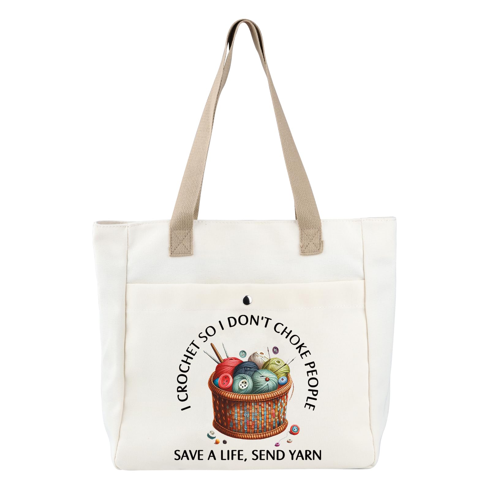 PLITI Crochet Gift For Crochet Lover Knitting Lover Gift I Crochet So I Don't Choke People Save A Life Send Yarn Tote Bag (Crochet So Yarn TBU)
