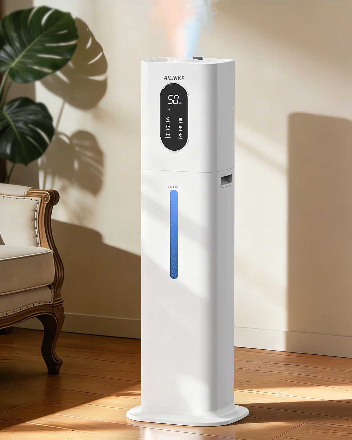 Photo 1 of 2.1Gal/8L Warm & Cool Mist Humidifiers for Bedroom 500 sq ft, AILINKE Top-Fill Humidifier Large Room with Essential Oil Diffuser, Large Room Humidifiers for Home Baby Nursery Office Plants, White