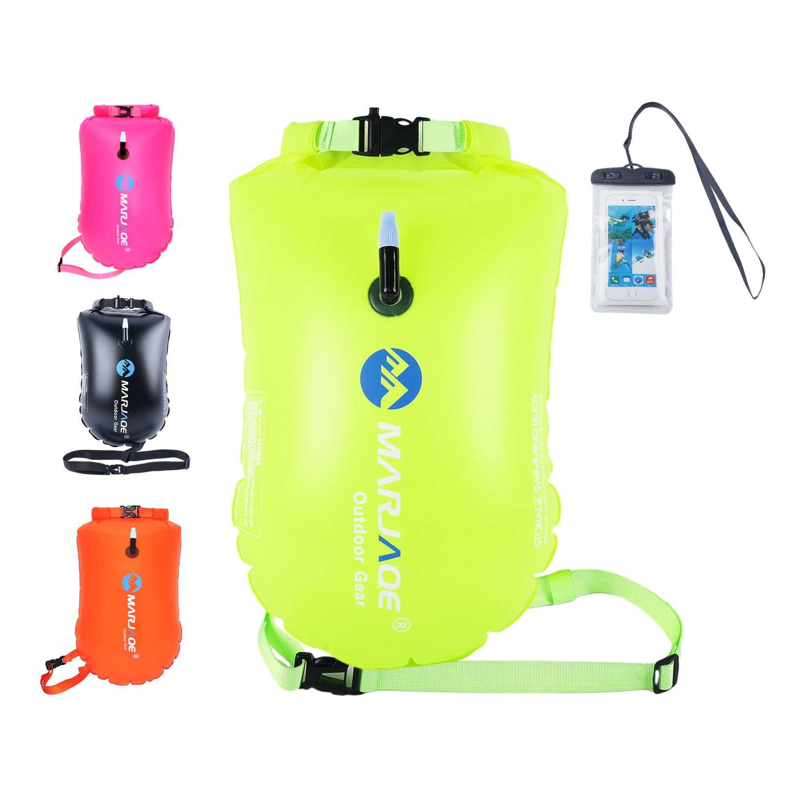 Esoes Tow Floats for Open Water Swimming,Swim Buoy Open Water with Phone Case, Tow Float Dry Bag, Wild Swimming Float, Wild Swimming Accessories Triathlete (Yellow)