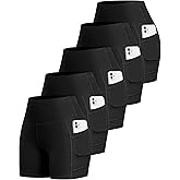 LZYVOO Biker Spandex Shorts Women, High Waisted Tummy Control Workout Yoga Shorts with Pockets