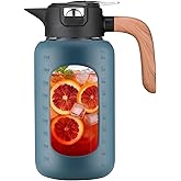 84 oz/2.5 Liter Glass Pitcher with Lid and Handle, Glass Carafe/Jug for Hot/Cold Water, Large Iced Tea Pitcher for Coffee, Juice and Homemade Beverage