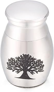 Hooami Edelstahl Mini Urne Wasserdicht Lebensbaum Memorial