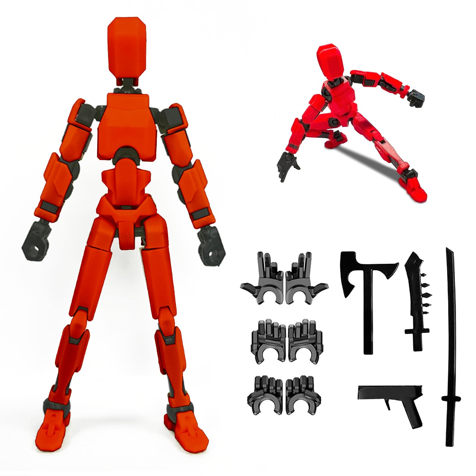 Dumwick Titan13 Action Figure, Lucky Robot 13 Action Figure,3D Printed Multi-Jointed Movable Action Figures,Dummy Robot 13 Figure Creative Gifts for Kids Adults(Red)
