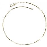 JewelryWeb - Solid 10K Yellow Gold Thin Flat Mariner Link Anklet - 1.3mm wide x 10" long - Ankle Bracelet for Women - Hypoallergenic - Non-Tarnish - Dainty Anklet