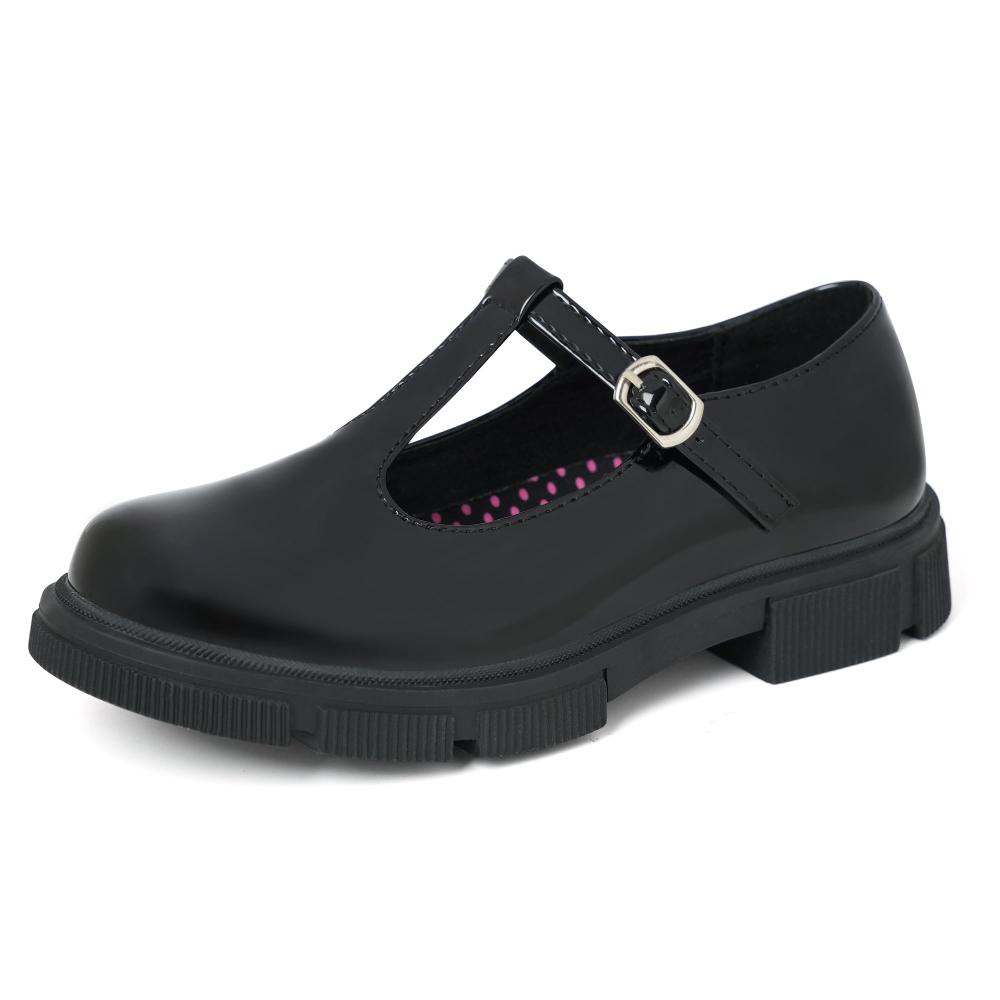 Photo 1 of *Minor Damage*
JABASIC Girls School Uniform Dress Shoes T-Strap Mary Jane Flats (5,Black)