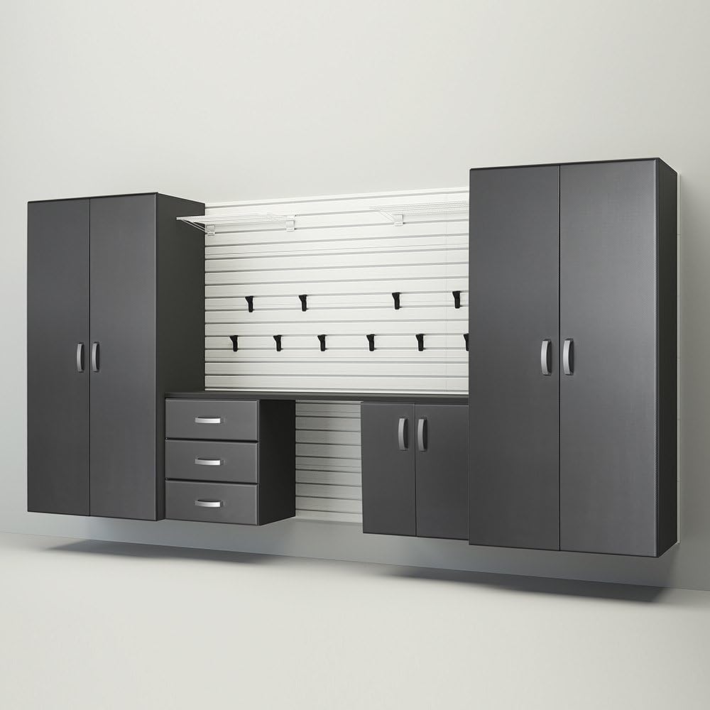 7pc Jumbo Starter Garage Workstation - White/Silver Carbon