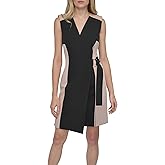 DKNY Women's Sleeveless Surplice Neck Wrap Mini Dress