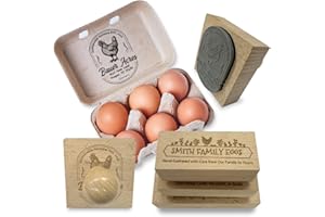Custom Wooden Egg Carton Stamps - Personalized Rubber Stamp Set for Farm Fresh Eggs - Egg Packaging Tools