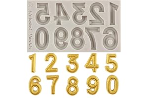 MINFEIDMS Silicone Fondant Molds 3D Number 0-9 Fondant Chocolate Baking Molds For Cake Decorating Cupcake Topper Candy Chocolate Gum Paste Polymer Clay Set Of 1