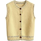 SOLY HUX Women's Button Down Sweater Vest Sleeveless Crew Neck Knit Tops Casual Fall Outfits