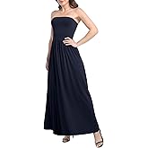 Urban CoCo Summer Strapless Ruched Maxi Dress for Women Sleeveless A Line Flowy Party Wedding Guest Long Dresses
