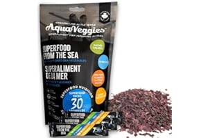 Aqua Veggies Organic Atlantic Dulse Flakes Hand-Harvested Seaweed Snacks, Sun-Dried Bay of Fundy, Excellent Source of Vitamin