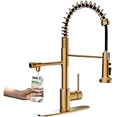 GIMILI Brushed Gold Drinking Water Faucet 3 in1 Commercial Style Pull-Down Single Handle Filter Kitchen Faucet for Water Filtration System,Without Water Filtration Device