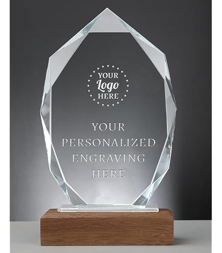 Trophée Cristal Personnalisable - Gravure Logo, Texte Pour Récompense Entreprise, Retraite, événement