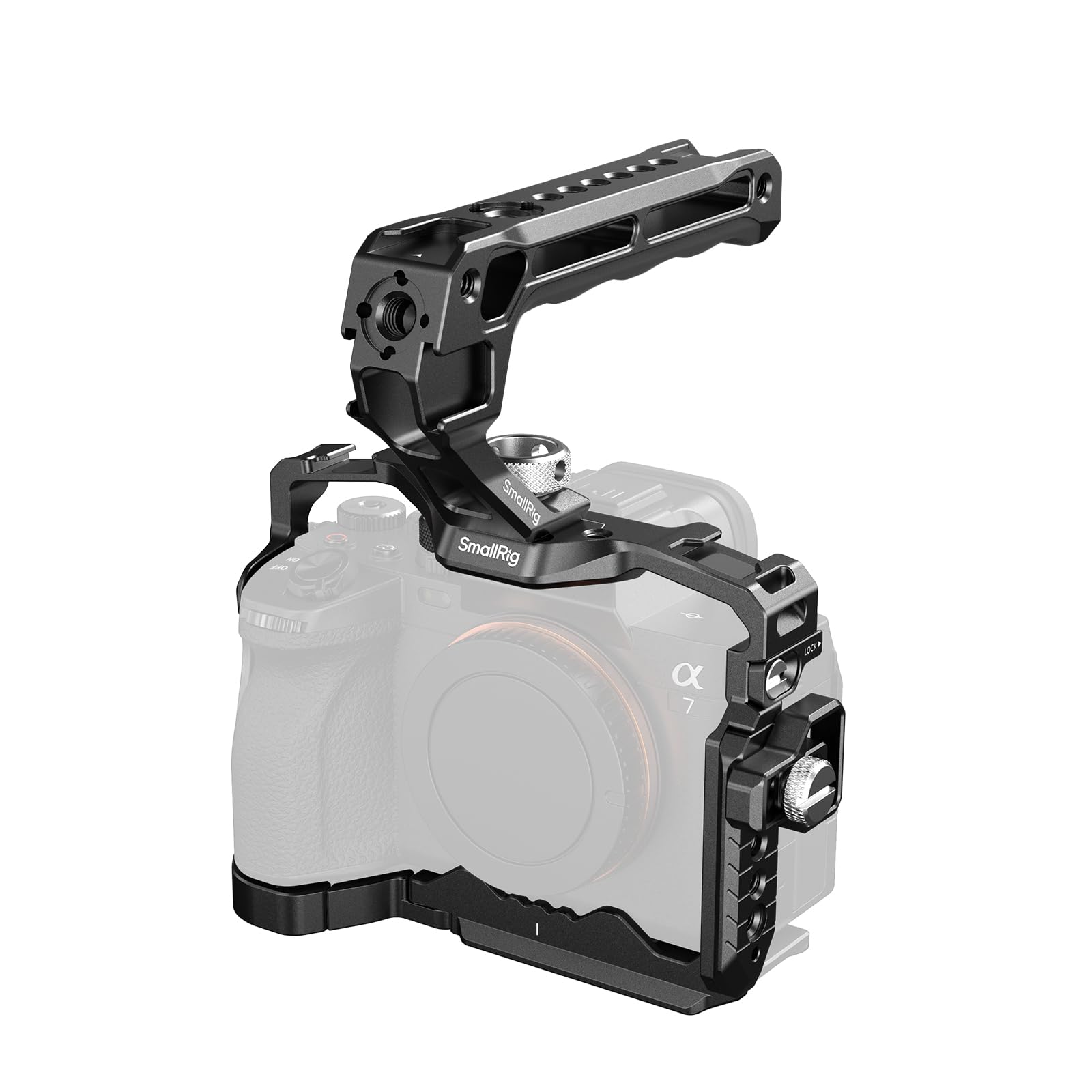 SMALLRIG A7 V / A7 IV / A7S III / A7R V Cage with Top Handle and HDMI Cable Clamp, Basic Kit for Sony Alpha 7 V/Alpha 7R V/Alpha 7 IV/Alpha 7 S III - 3668C