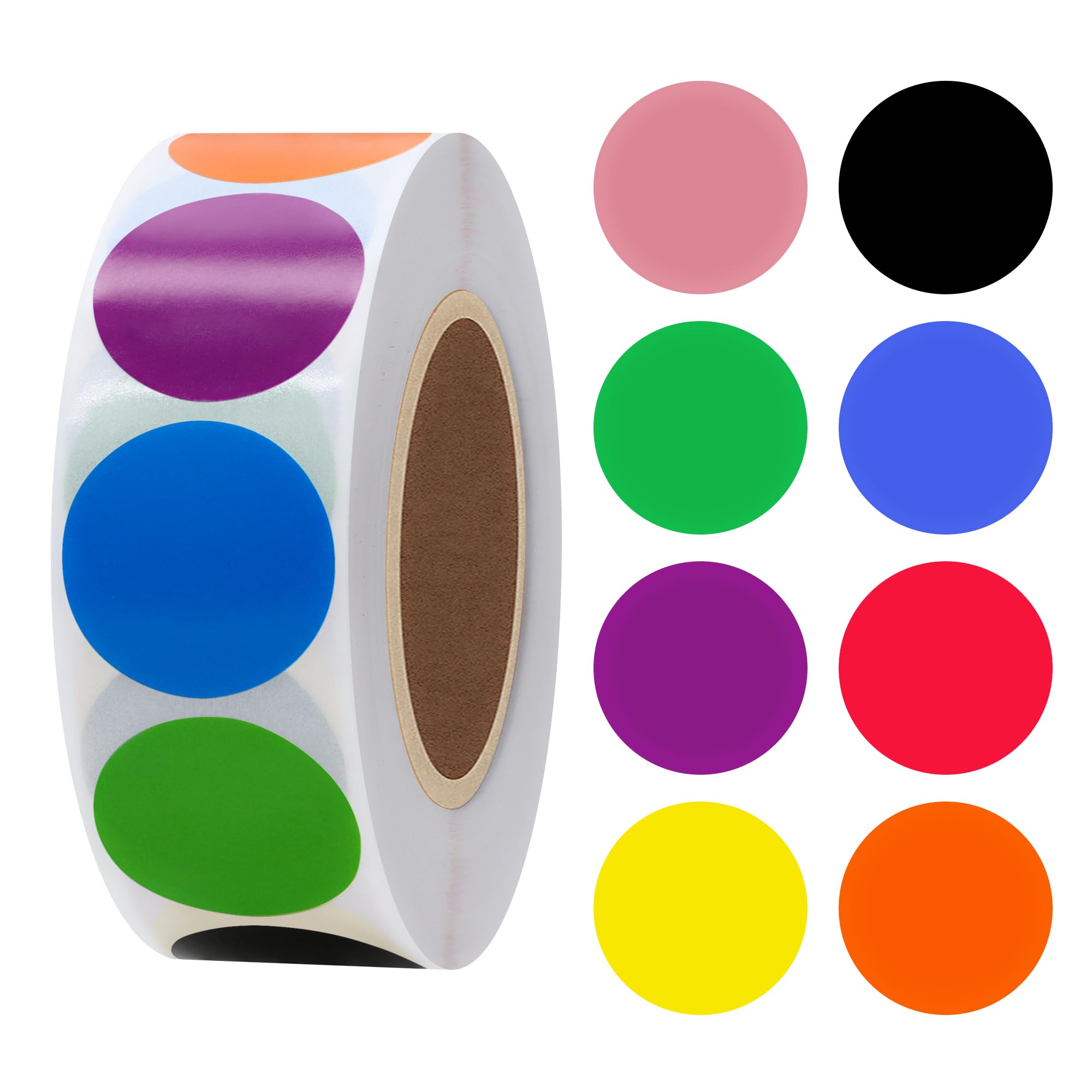 Hycodest 25mm Sticky Round Colorful Coding Labels Tiny Dot Stickers 8 Colors 1000 Classification Stickers