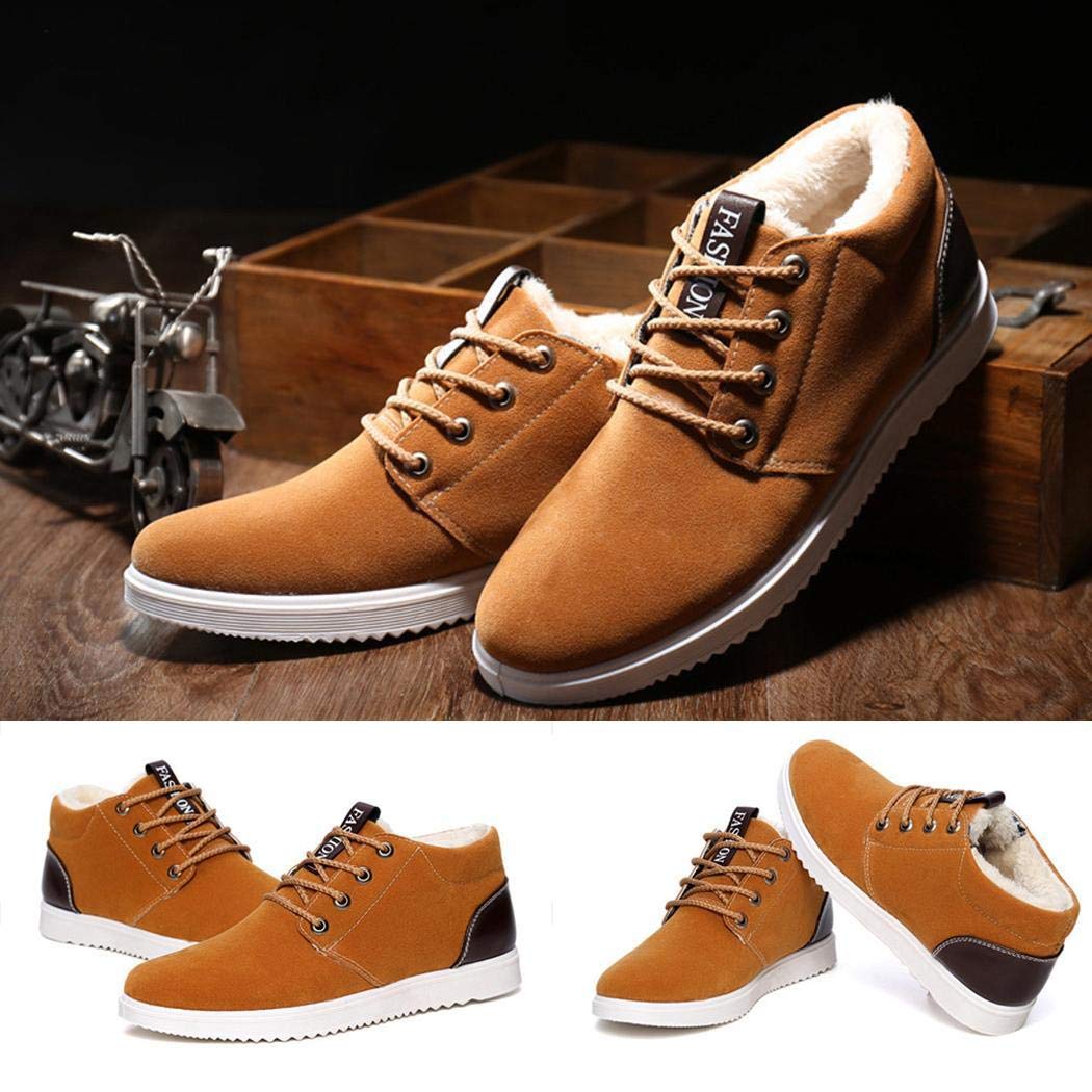 Haonike Nuevos Hombres de Moda Tobillo con Cordones Antideslizantes Engrosamiento Botines de Nieve cálida Botas