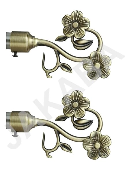 JAKABA Antique Brass Curtain Finials (Without Supports)Curtain Brackets Set/Holders (Pack of 2 Pcs)
