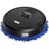 Yykniey Smart Robot Mop with Spray &amp; Wet Dry Pads, USB Rechargeable, Black | 2-in-1 mopping and spraying, 645 sq ft coverage, 60 min runtime, slim design, for wood tile marble floors