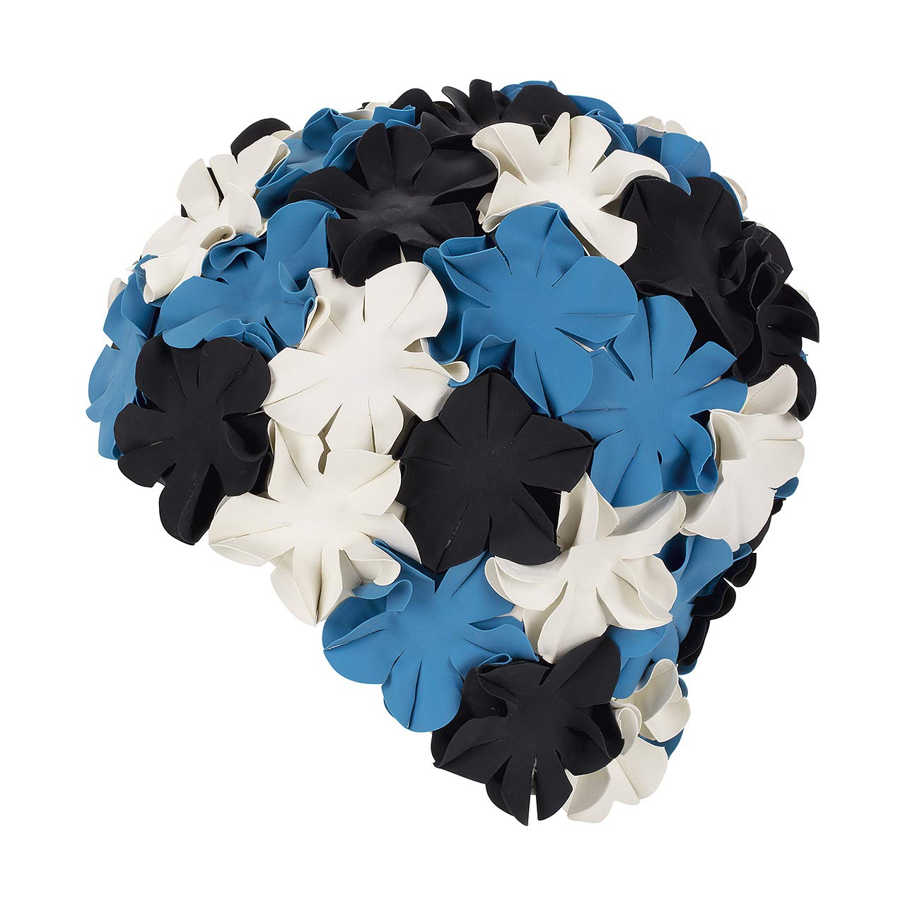 Fashy Women Rubbe petal cap Rubbe Petal Cap, Black-white-blue - black white blue, one size