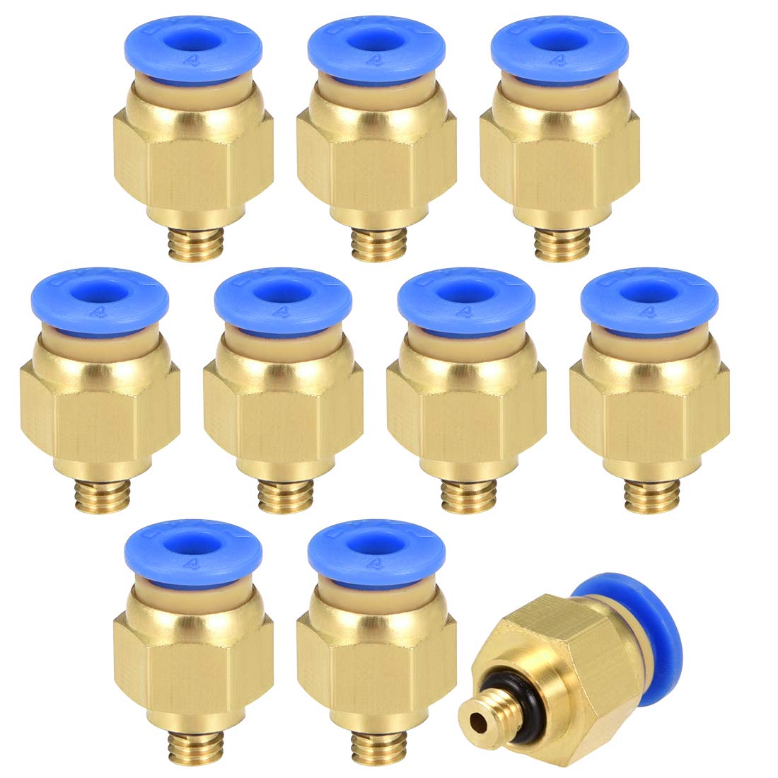 sourcing map Straight Pneumatic Push to Quick Connect Fittings M5 Male x 4mm Tube OD 10pcs