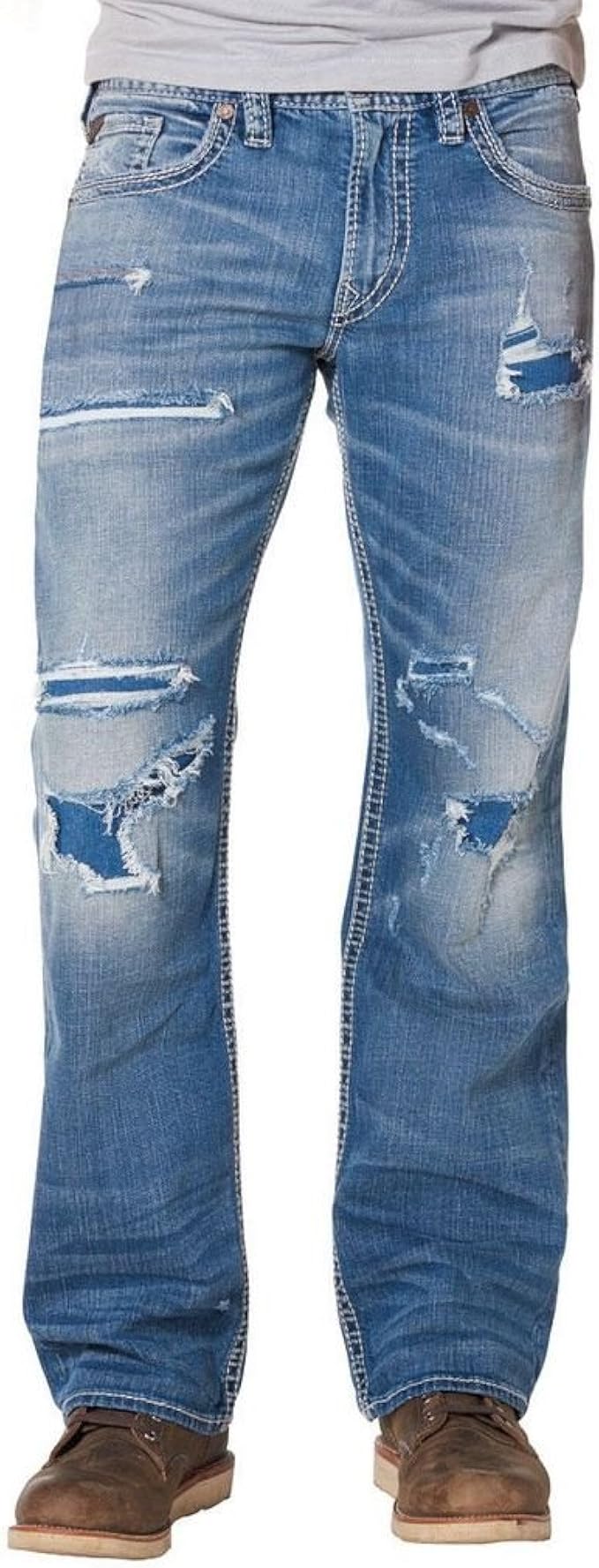 Silver Jeans Men's Zac Flap Relaxed Fit Straight Leg Jean at Amazon Menâs Clothing store