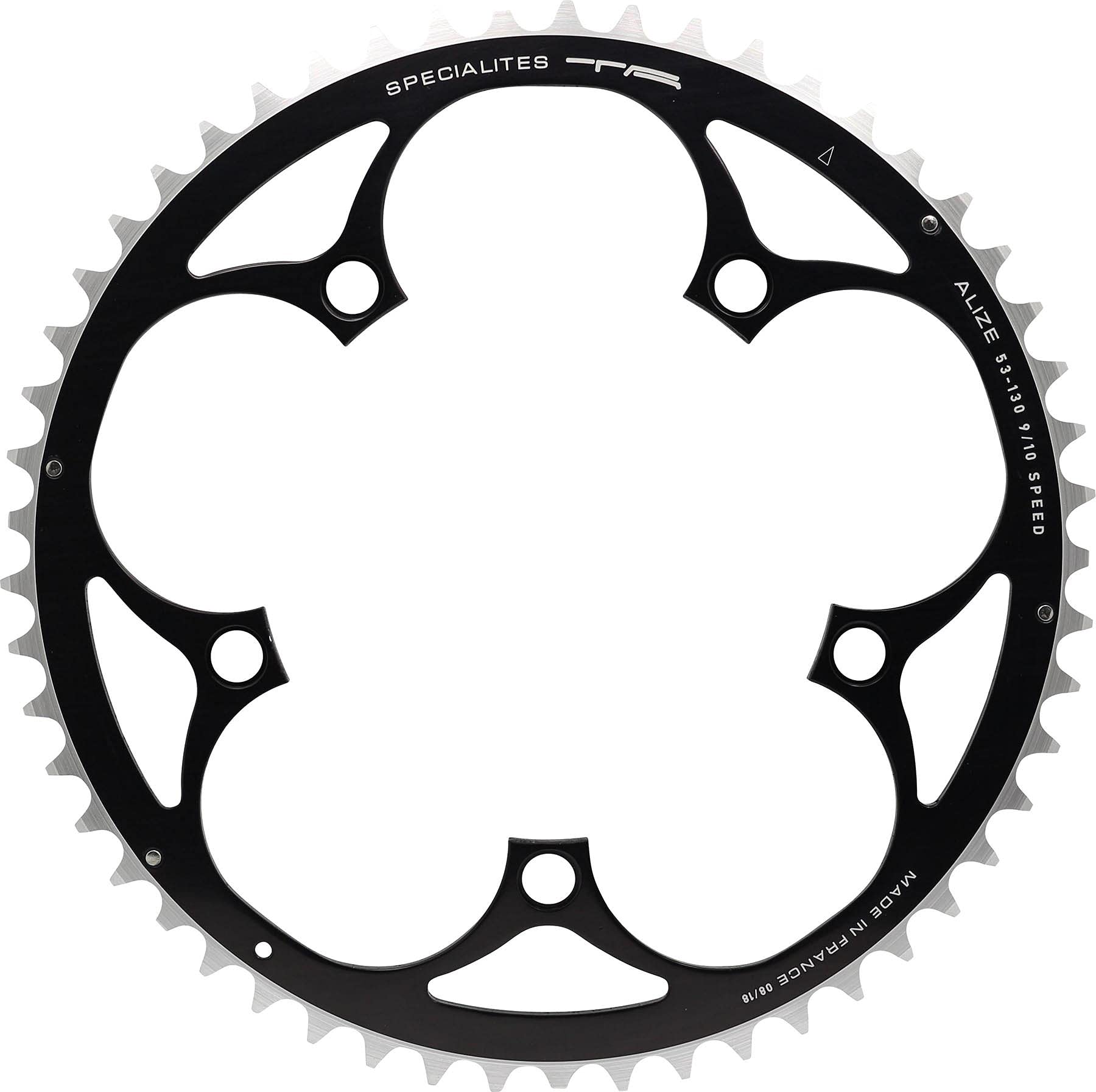 Spécialités TA Alize 130pcd 9/10 Speed Chainring, Black, Outer 52t — image 1