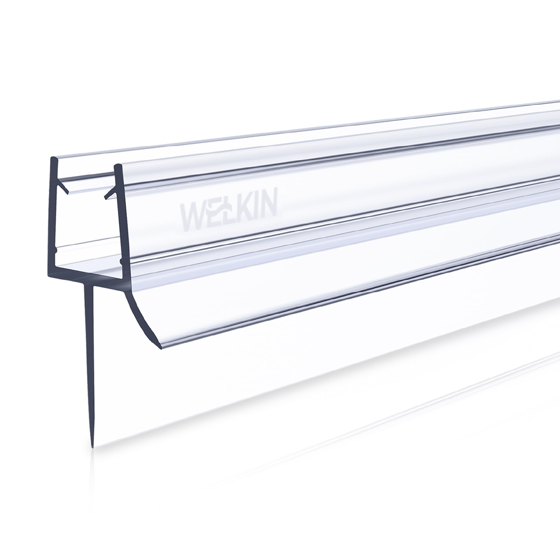 WELKIN Bath Shower Door Clear Seal Strip for 4-6mm Straight Glass Thickness | Covers Upto 20mm Gap | Transparent Shower Seal Replacement with 90cm Adjustable Length | Easy Install & Secure Fit