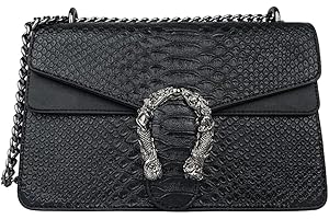 JBB Women's Crossbody Shoulder Bag Retro Snakeskin Solid Color Chain Strap Clutch Leather Bag