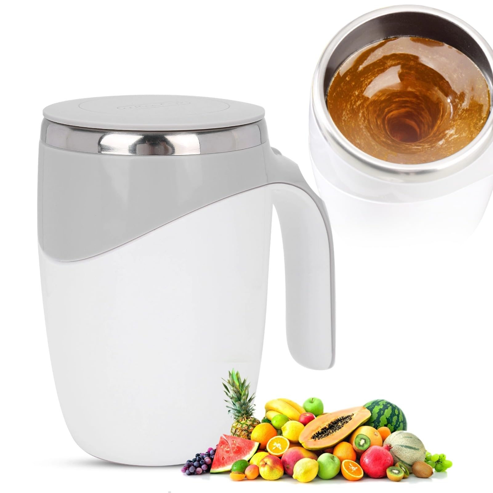 380ml Self Stirring Mug Electric Stainless Steel Auto Self Mixing Cup for Coffee Tea Milk Hot Chocolate Automatic Self Mixing Cup Home Office Travel Use