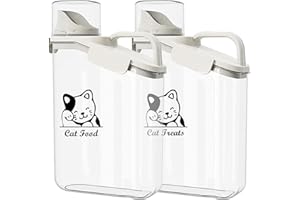Brabtod 2-Pack Pet Food and Treats Containers Set,Cat Food Storage Containers,Cat Treats Container Airtight,Plastic Food Storage Bin with Measuring Cup|Portable|2.8L*2|Ideal for Travel| BPA Free