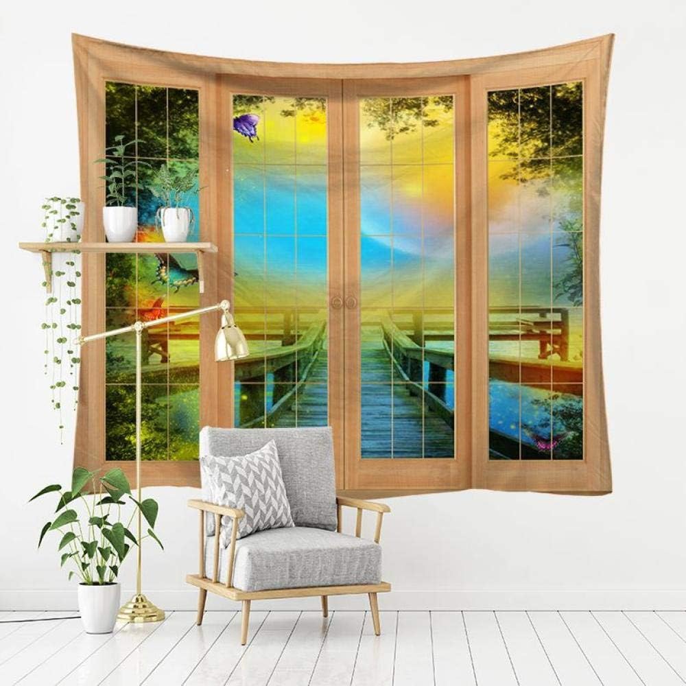 Zuonuoo Tapiz escénico Fuera de la Ventana, pequeño Puente al Atardecer