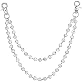 Sparkly Ceramic Beads Wallet Chain - 10mm Shiny Rhinestone Bohemian Purse Jean Pants Chains Hipster Jeans Chain Pocket Bag Accessories for Men Women Fashion Accessories Halloween