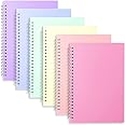 UNMOONY A5 Graph Paper Notebook, 6 Pack 120 Pages, Grid Notebook Spiral Journal with 120 GSM Thick Paper, 6 Macaron Transparent Colors Hardcover, for Bullet Journals 5.7"x 8.5"