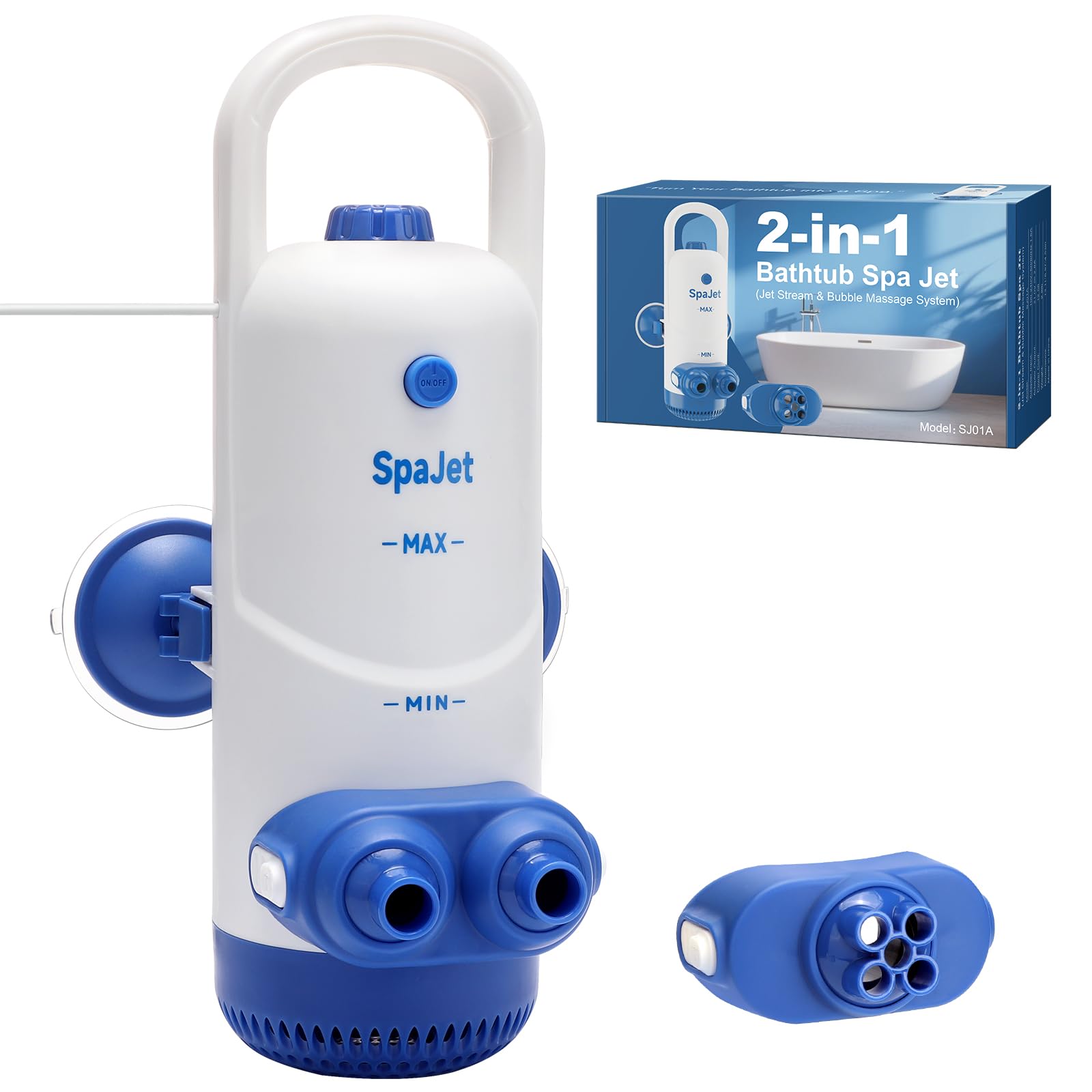 Photo 1 of Bath Jets for Tub with Jet Massage and Bubble Mode, Bathtub Jets for Tub with 360° Rotatable Single and Dual Nozzles, the Lever-lock Suction Cups, and Handle. Jets for Bathtub at Home for Relaxation