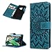 Samsung Galaxy S9 Case, PU Leather Wallet Case Sunflower Pattern Flip Folio Magnetic Book Skin Shell with Credit Card Slots and Kickstand Wrist Strap Soft TPU Bumper Full Proteciton, Blue